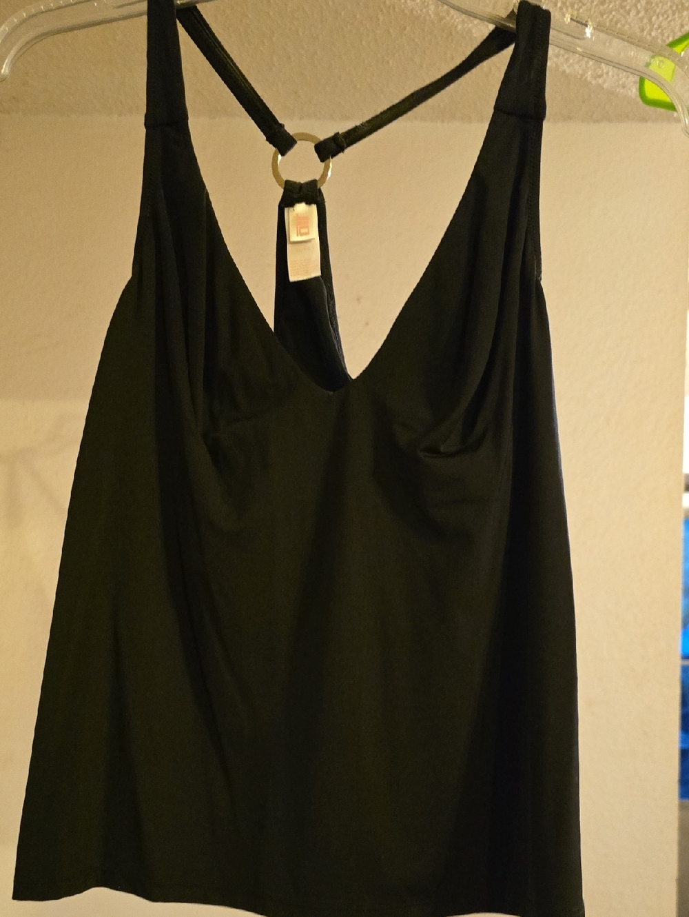 Jennifer Lopez Black Tank with Gold Ring Accent